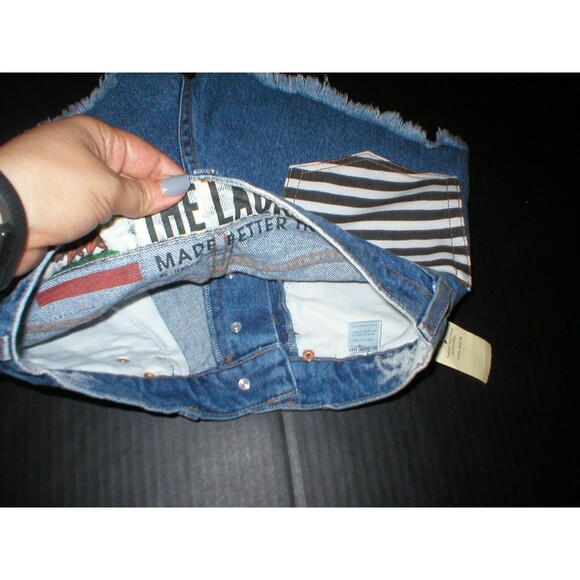 New NWT $99 Womens USA 25 The Laundry Room Shorts Blue Cut off Jean High Waist - Picture 2 of 4